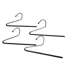 Set Of 4 Black Metal Pants Hangers With Open-Ended Design Space-Saving Closet